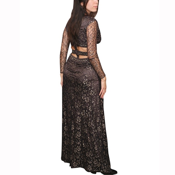 Bebe Cut Out Embellished Band Gown - Picture 1 of 3